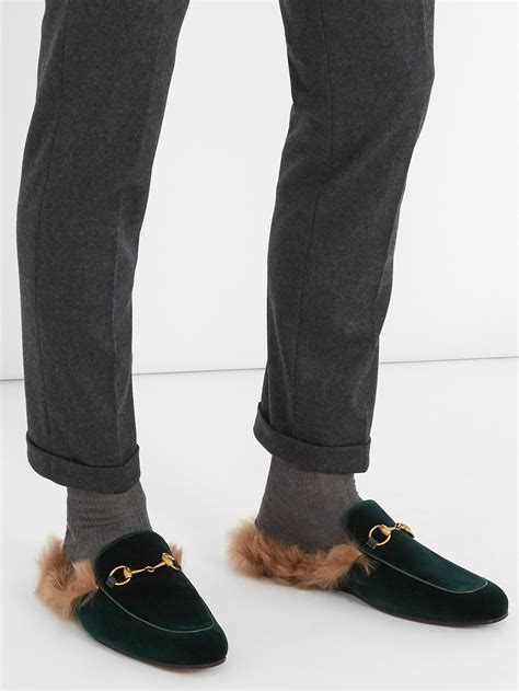 gucci fur loafers velvet